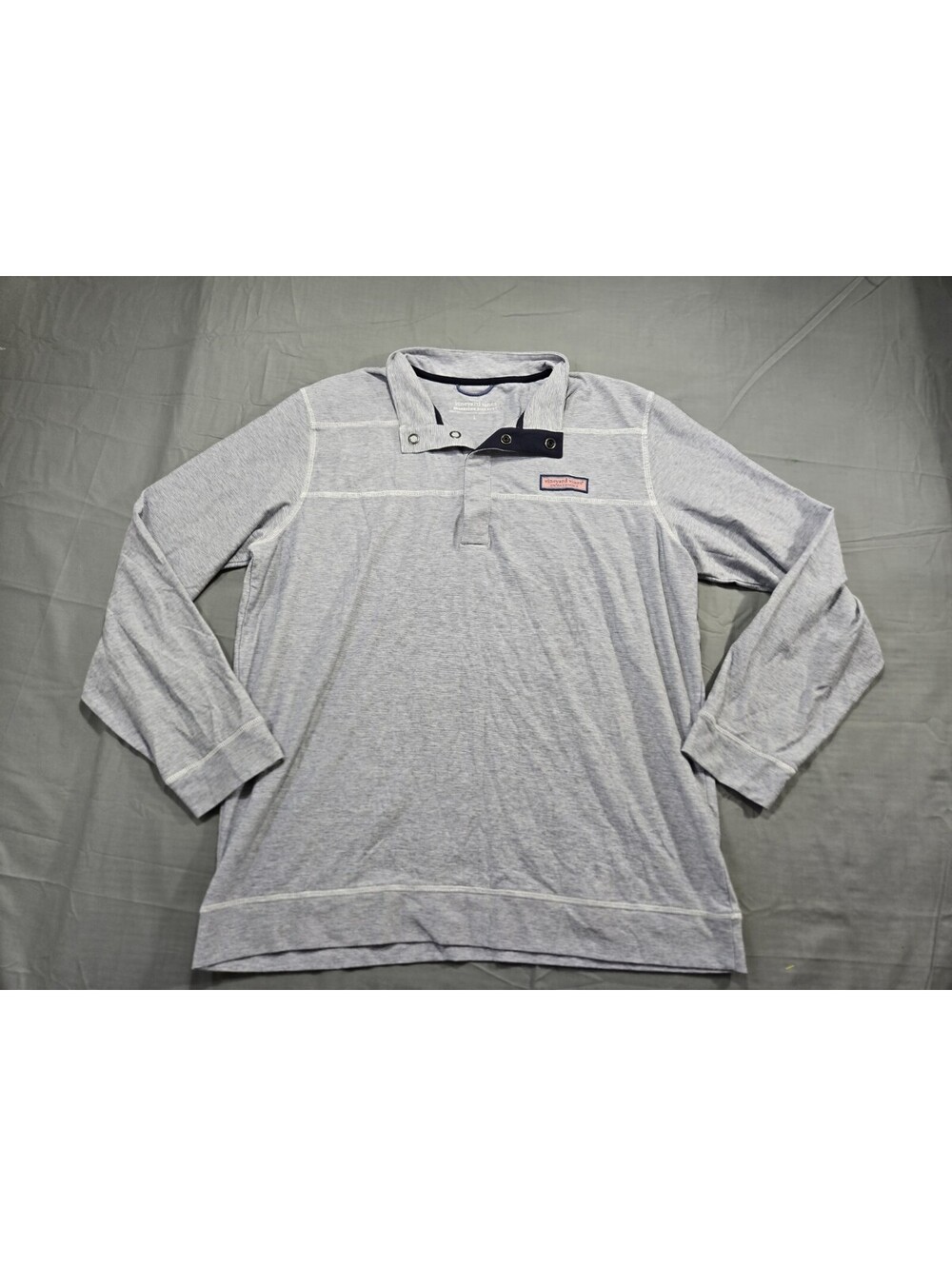 Vineyard Vines Shirt Mens Large Gray Edgartown Shep Snap Stretch Lightweight